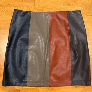 Colorblock Leather Skirt